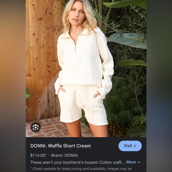 DONNI. waffle knit boxer shorts Pearl button fall classic revolve in stone grey - Picture 3 of 4